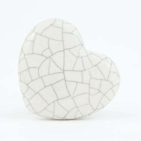 White Heart Crackle Ceramic Dresser Knob