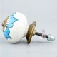 White Turquoise Floral Painted Knob