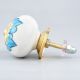 White Turquoise Floral Painted Knob
