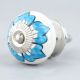 White Turquoise Floral Painted Knob