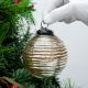 Set Of 3 Piece Antique Striped Cut Round Christmas Ornament