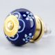 Navy Blue Floral Ceramic Cabinet Knob