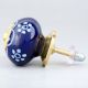 Navy Blue Floral Ceramic Cabinet Knob
