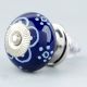 Navy Blue Floral Ceramic Cabinet Knob