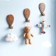 Wooden Adhesive Hot Air Balloon Shape Wall Hooks-3 Pieces
