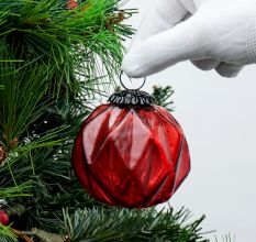 Set Of 4 Piece Red Solid Box Cut Christmas Hanging
