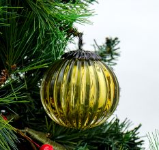 Set Of 4 Piece Yellow Solid Melon Christmas Hanging