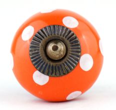 Orange Polka Dot Ceramic Cabinet Knob