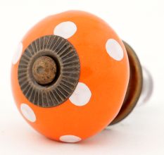 Orange Polka Dot Ceramic Cabinet Knob