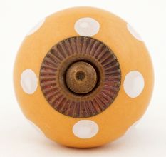 Mustard Polka Dot Ceramic Dresser Knob