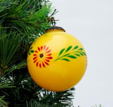 Set Of 3 piece Yellow Round Flower Christmas Hanging