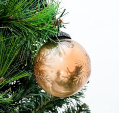 Set Of 4 piece Brown Round Leaf Cut Christmas Hanging