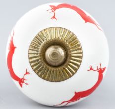 Red Running  Rein Deer Pattern Ceramic Cabinet Knob Online