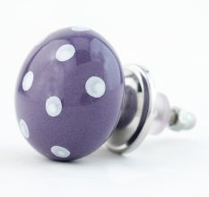 Purple White Polka Dotted Drawer Knob