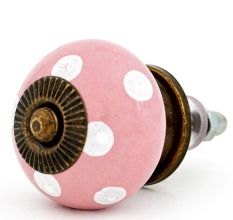 Pink Polka Dotted Small Ceramic Cabinet Knobs