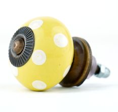 Yellow Dotted Small Ceramic Cabinet Knobs