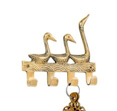 Vintage Brass Key Holder for 4 keys Wall Decor 3 Ducks Design