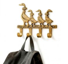 Brass Mother and Baby Geese Wall Hook Key Holder