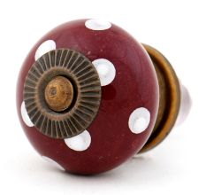 Cherry White Dot Ceramic Cabinet Knob