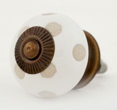 White Polka Dot Ceramic Knob 45