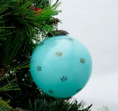 Set Of 4 Piece Turquoise Tiny Flower Big Christmas Hanging