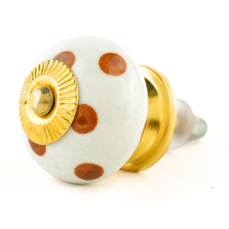 White Camel Dot Ceramic Knob