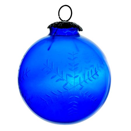 Set Of 4 Piece Blue Leaf Cut Christmas Hanging