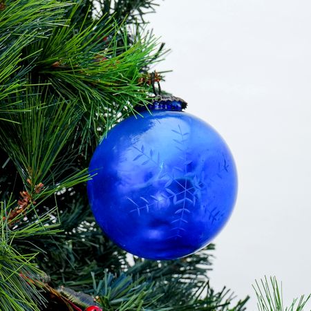 Set Of 4 Piece Blue Leaf Cut Christmas Hanging