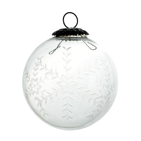Set Of 4 Piece Clear Leaf Cut Round Christmas Hanging