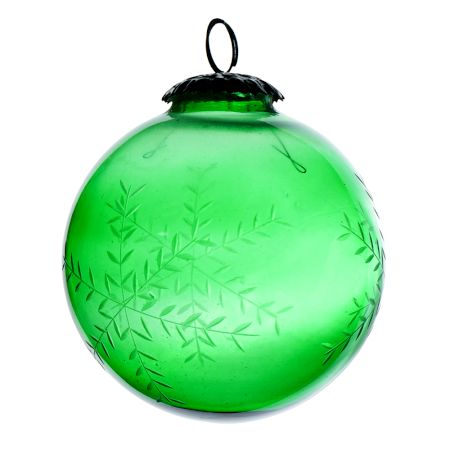 Set Of 4 Piece Green Leaf Cut Christmas Hanging