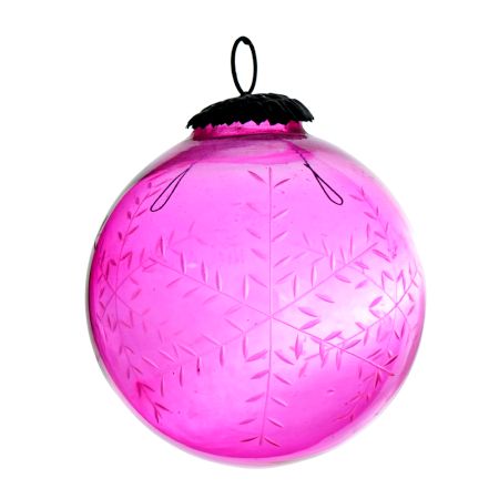 Set Of 4 Piece Pink Leaf Cut Christmas Hanging