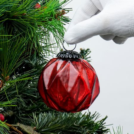 Set Of 4 Piece Red Solid Box Cut Christmas Hanging