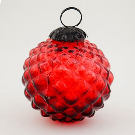Set Of 4 Piece Red Solid Custard Apple Christmas Hanging