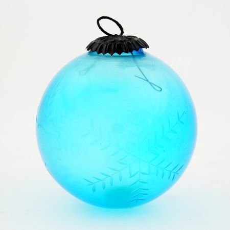 Set Of 4 Piece Turquoise Leaf Cut Christmas Hanging