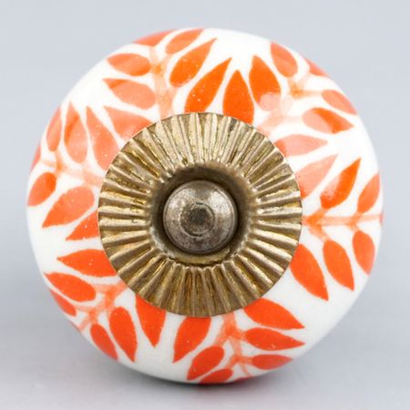 Orange Leaf Ceramic Knob