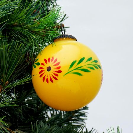 Set Of 3 piece Yellow Round Flower Christmas Hanging