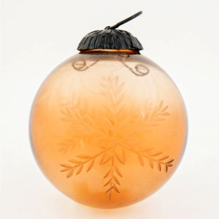 Set Of 4 piece Brown Round Leaf Cut Christmas Hanging