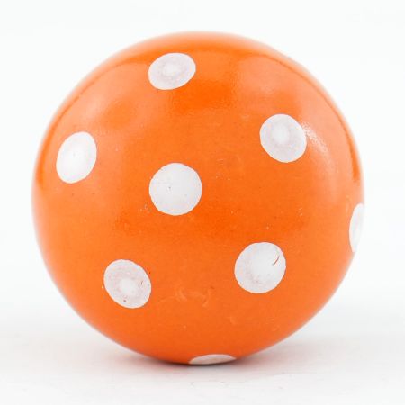 Orange White Polka Dots Flat Knob