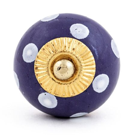Navy Blue White Polka Dot Knob