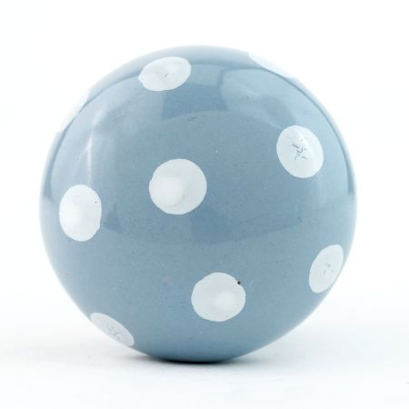 Grey White Polka Dot Cabinet Knob