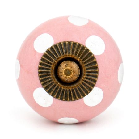 Pink Polka Dotted Small Ceramic Cabinet Knobs