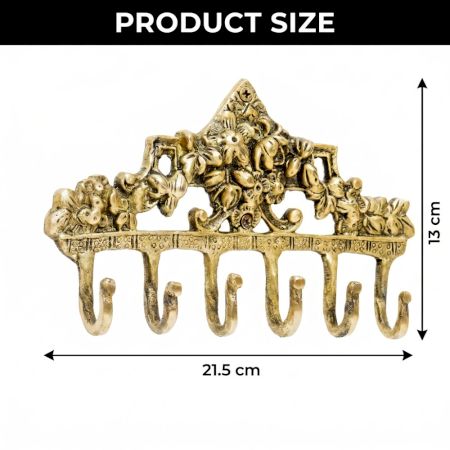 Brass Victorian Small Floral Arrrangement Six Wall Hook