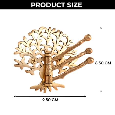 Brass Golden Decorative Tree Swivel Tri Arm Hook