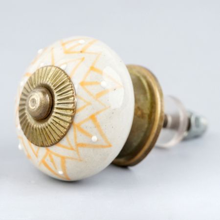 Mustard Floral Ceramic Knob