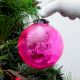 Set Of 4 Piece Pink Leaf Cut Christmas Hanging