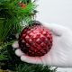 Set Of 4 Piece Red Solid Custard Apple Christmas Hanging