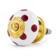 White Red Polka Dotted Ceramic Dresser Knob