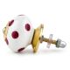 White Red Polka Dotted Ceramic Dresser Knob