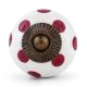 White Red Polka Dotted Ceramic Dresser Knob