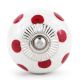 White Red Polka Dotted Ceramic Dresser Knob